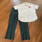 VTG 1960s 70s Coca Cola Deliver Driver Uniform Striped Shirt L Green Pants 39