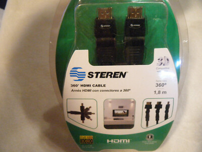 NEW 1.8m HDMI 3D HD Shielded Cable Cord. 360 degree swivel tip, gold-plated end