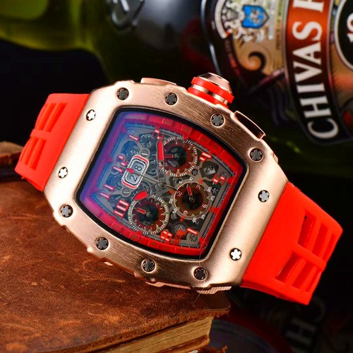 Brand-New Richard Technolo Multifunctional Six-Pin Tonneau Quartz Men's Watch - Picture 6 of 35