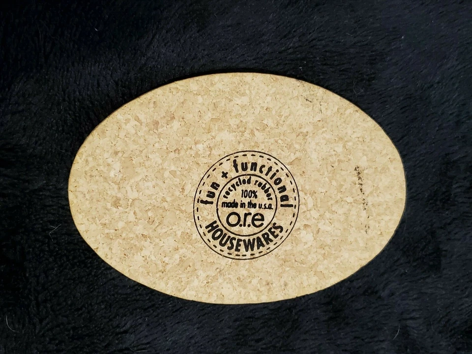 2 Oval Black & Cork Colored Drink Coaster Home Decoration - Image 4 of 4