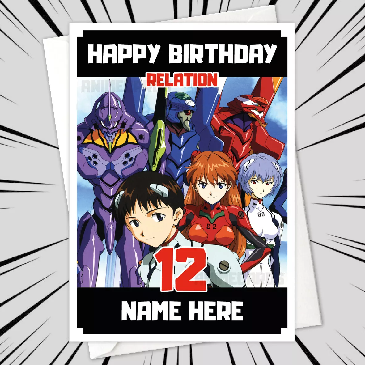 Personalised NEON GENESIS EVANGELION Birthday Card • personalized shinji  anime