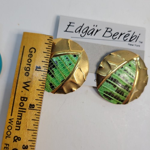 Vintage Berebi Earring Lot of 6 Berebi Gold Tone Enamels Posts and Clip Nos - Picture 14 of 17