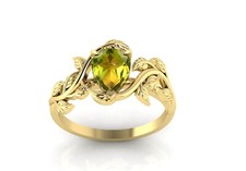 Leaf Pear Cut Peridot Ring 925 Yellow Gold Vermeil Wedding Engagement Gift Rings