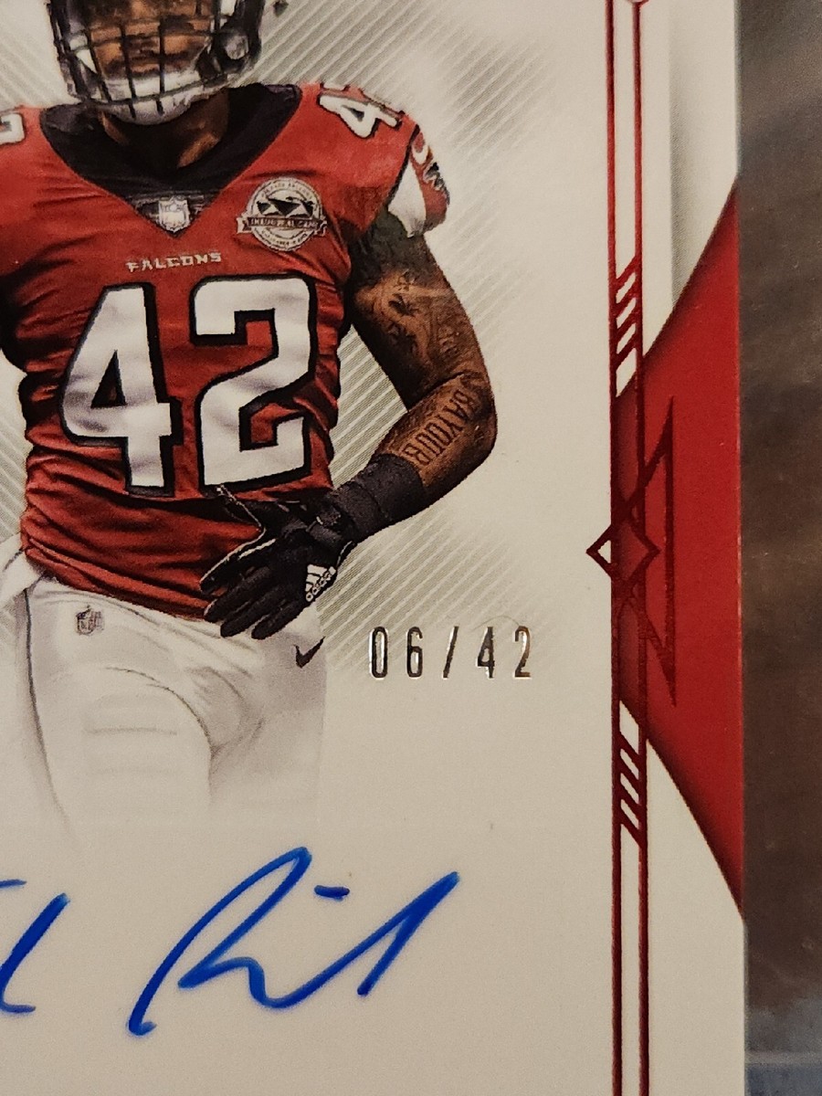 2017 Panini National Treasures Red Jersey Number 8/42 Duke Riley