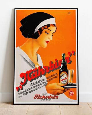 Hackerbrau Bier Retro Werbefoto / Poster - bis 36 Zoll