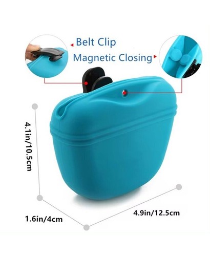 Black Silicone Dog Treat Pouch Portable Training Container Clip on for Training - Picture 4 of 4