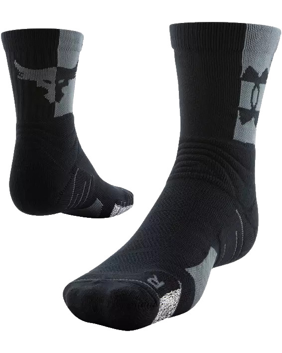 Under Armour Adult Black Crew Polyester UA Project Rock Playmaker Socks Sz 7-8.5