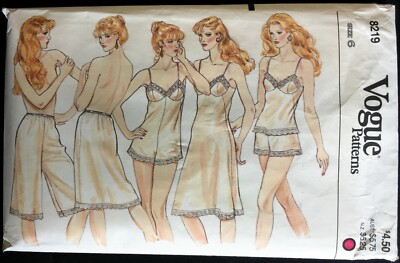 Uncut Size 6 Bust 30 1/2 also Petite Lingerie Vogue 8219 Pattern Vtg Cami Teddy