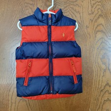 Polo Ralph Lauren Boy's Reversible DOWN Vest Sz. 4 Navy/Orange
