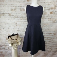 NWT LOFT Outlet Size 4 Black Blue Polka Dot Sleeveless A-Line Knit Dress MRP $79