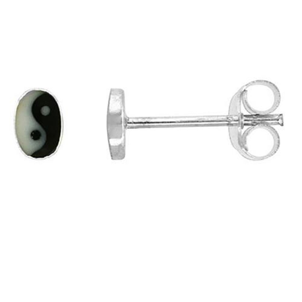 Sterling Silver Yin/Yang-5mm Post Earrings Sterling Silver Yin/Yang-5mm Post Earrings
