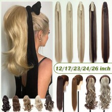 Thick Real 100 Claw Ponytail Clip In Pony Tail Hair Extensions Long As Human US