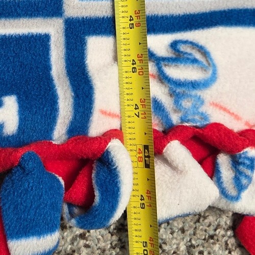 Dodgers Fleece Blanket Throw Red Blue White Tied Edges Soft Warm 60x48 - Picture 4 of 6