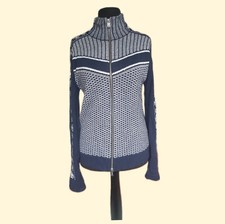 Bogner Kaschmir Strickjacke Pullover 36 38 Cardigan blau weiß FIRE ICE old money