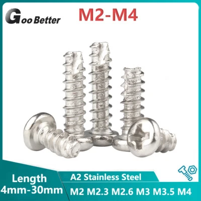 GOO BETTER M2 M2.6 M3 M3.5 M4 Pozi Pan Head Self Tapping Screws Tail Cutting Small Micro