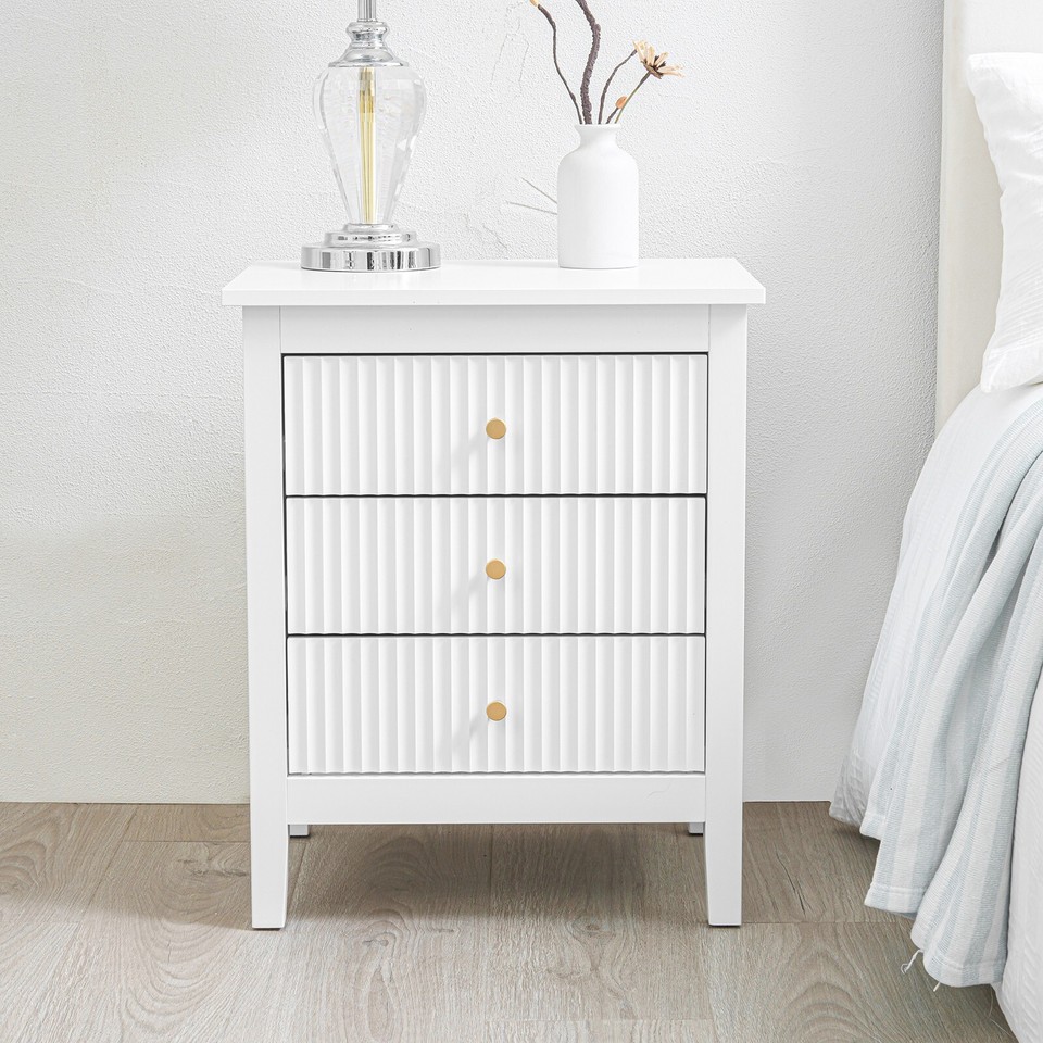 Pair of White Bedside Tables Wooden Side Bedroom Furniture Storage Chic ...