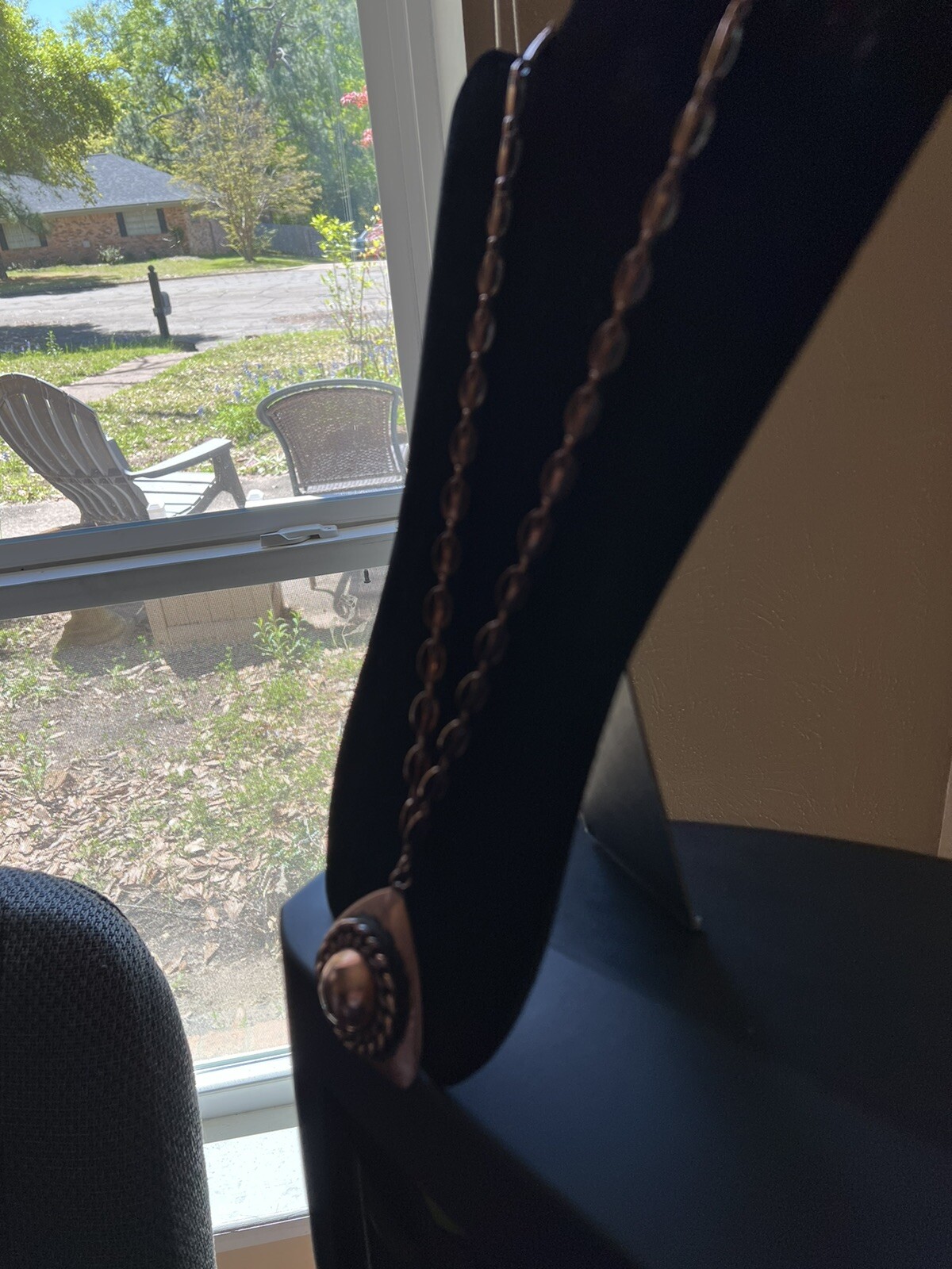 Solid Copper Vintage Triangle With Chain Necklace - image 4