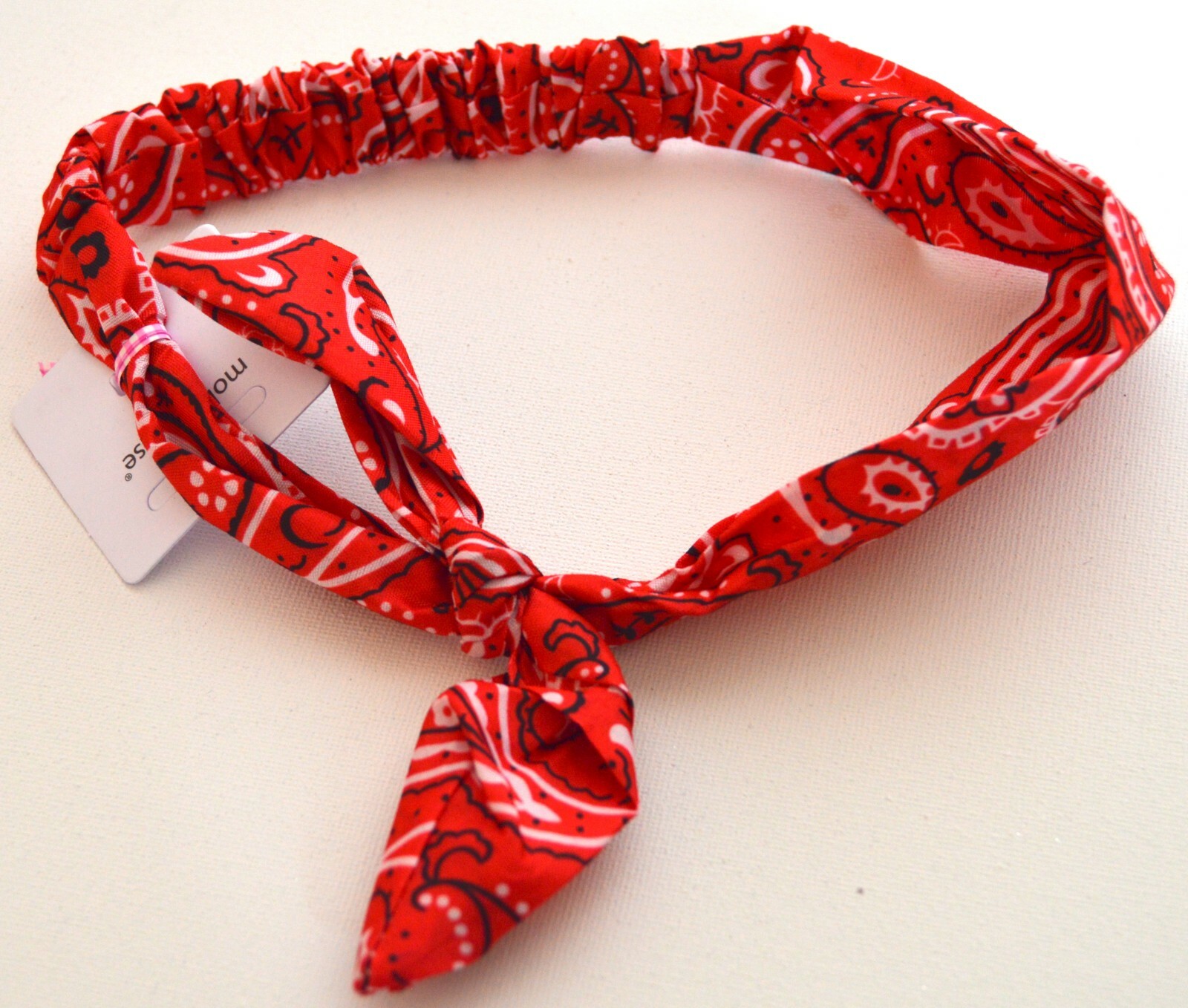 NEW Red Paisley Printed Stretch Headband Knotted Bow Bandeaux Womens Fashion