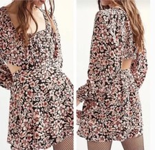 NWT Free People Jael Cut-Out Floral Mini Dress Long Sleeve Small