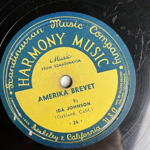 10" 78 RPM-Ida Johnson-Amerika Brevet/Vallflickans Minnen/Harmony Music 26 - Picture 3 of 4