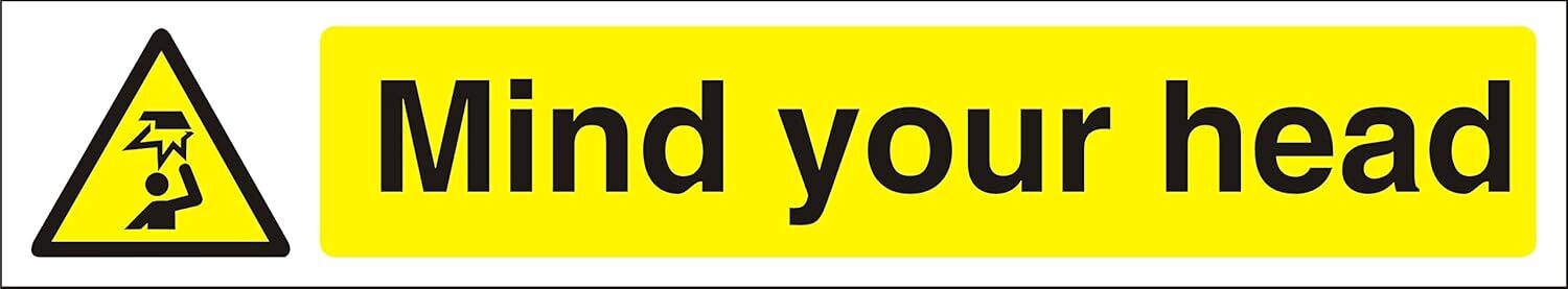 Табличка Seco Mind Your Head, 300 мм x 50 мм - Самоклеящийся винил