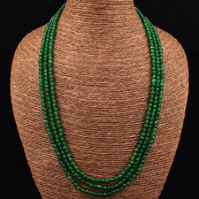 Faceted 175.00 Cts Earth Mined 3 Strand Green...