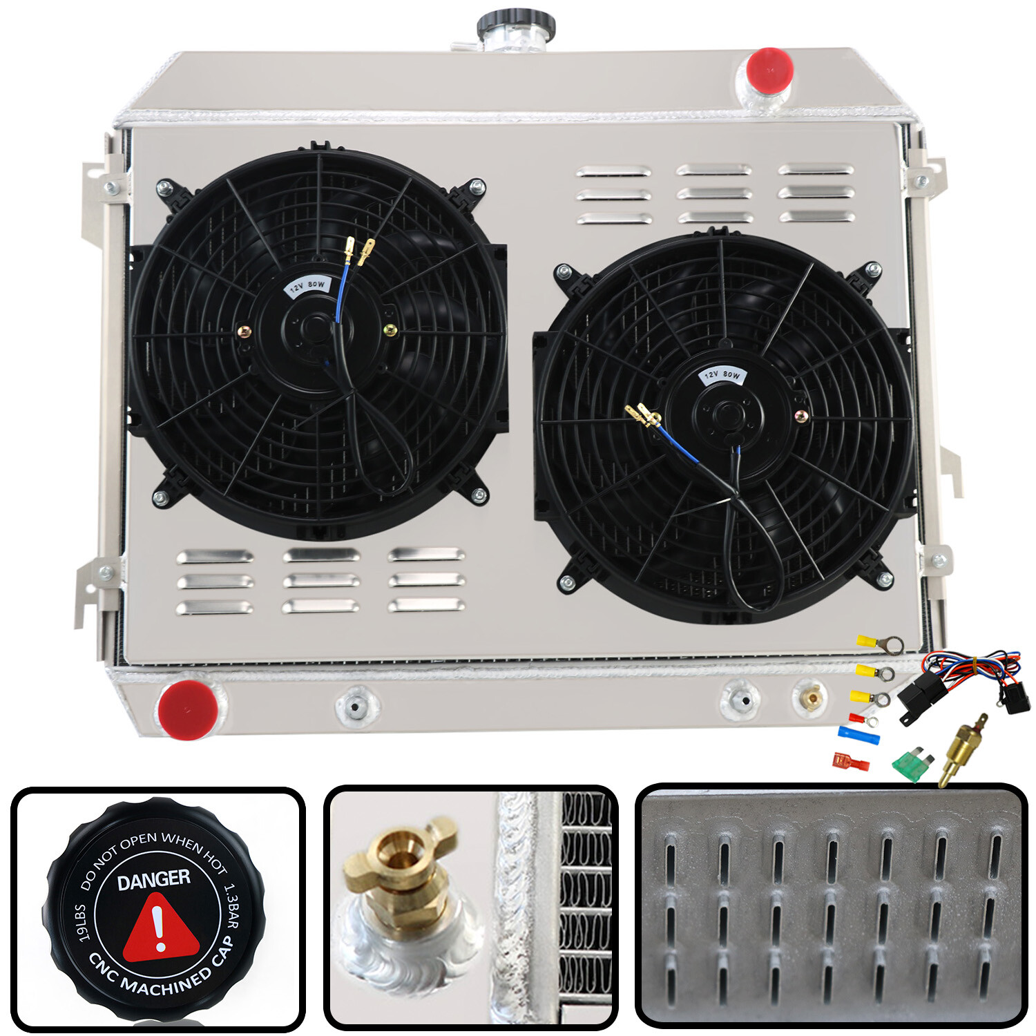 375 3 Row Radiator Shroud Fan For 1968-1974 69 Dodge Mopar Big Block 26