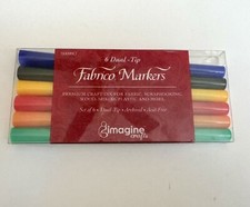 Tsukineko Dual End Fabric Marker Color Fast Primary Imagine Crafts Art Set 6 Ink