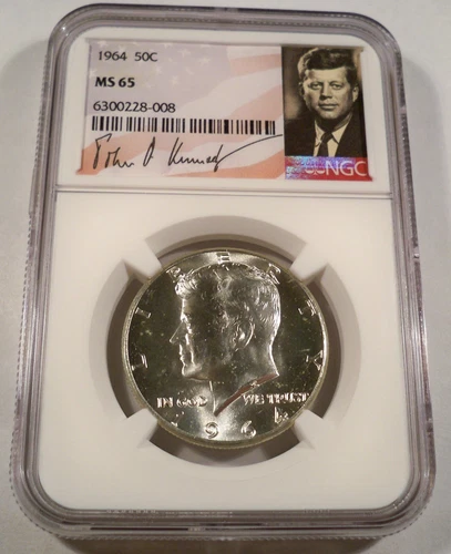 1964 NGC MS65 SILVER KENNEDY HALF DOLLAR 50c MS 65