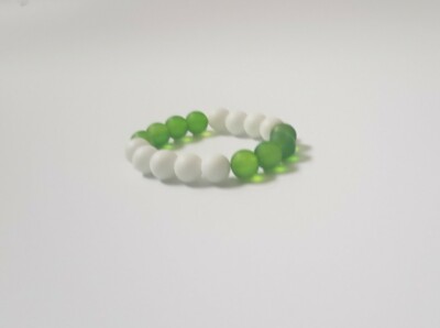 Grün Weiß Nigeria Flagge Ghana Recycling Stretch Glas Stein Perlen Armband