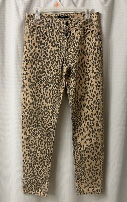 Lindex Animal Print Leopard Cords Corduroy Brown Pants Sz Waist 30 