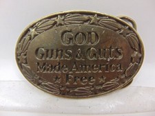 Vintage Belt Buckles God Guns and Guts Great American Buckle Co. Made in USA