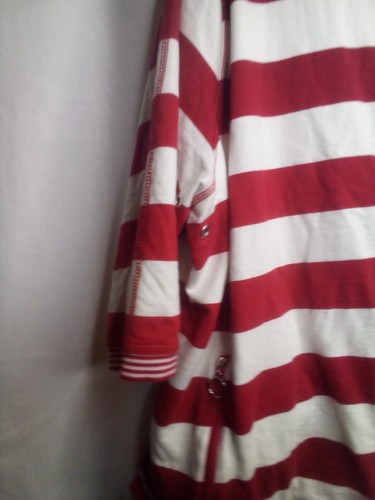 Sport Savvy Jacket 2X Full Zip 3/4 Sleeve Zipper Pockets Stripe Red White - Picture 6 of 14