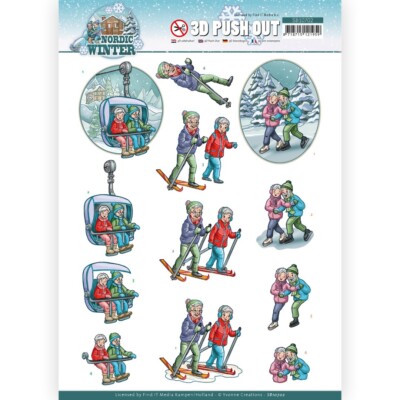 3D-Stanzbogen - Yvonne Creations - Funky Nanna   Nordic Winter - Wintersport
