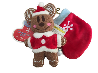 MICKEY MOUSE SCHLÜSSELANHÄNGER PLÜSCH 5 ZOLL LEBKUCHEN WEIHNACHTEN DISNEY RESORT TOKYO 2013