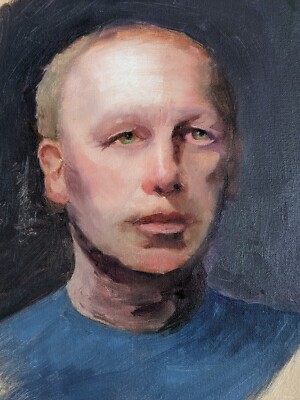 Zeitgenössisches Original Ölgemälde unsigniert Skizze Portrait Mann