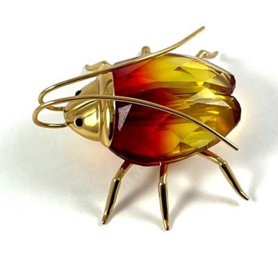 Swarovski Crystal Paradise Figurine Bugs Beetle Amazar Red and Yellow Large