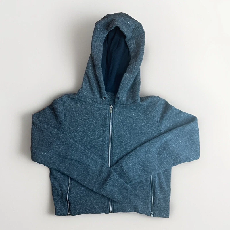 alo-yoga cropped full zip sleeve logo side vent hoodie