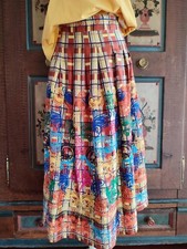 Zara farbenfroher Maxi Rock Lang Viskose Stickerei Folklore Hippie Gr.S NEU