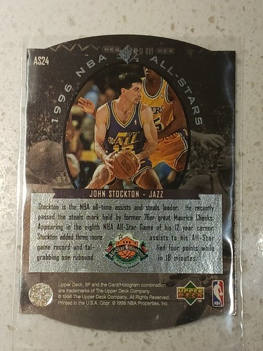 1995-96 SP John Stockton NBA All-Star Die-Cut #AS24 Utah Jazz - Picture 2 of 2
