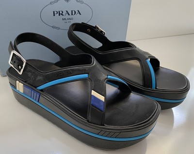 black rubber platform sandals