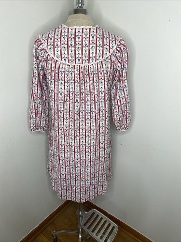 Lanz of Salzburg Flannel Night Gown S Red White Hearts Flowers Pajamas Nightgown - Picture 8 of 10
