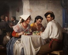Giclée dipinto olio Carl Heinrich Bloch in osteria romana vari