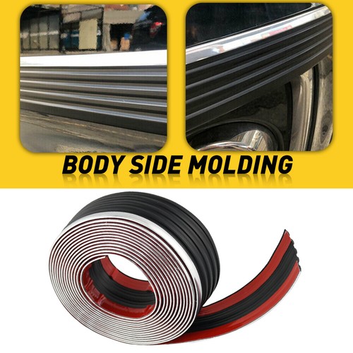 Black & Chrome Body Side Molding Trim Tape Stick Strip For 1988-98 Chevy & GMC - Picture 13 of 17
