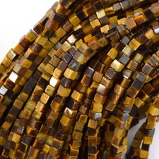 5x5mm Natural Tiger Eye Cube Beads 15.5" Strand