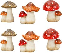 6 StüCk Pilz Figuren Stehend 12-12,5Cm Dekofigur Herbstdekoration Natur Deko