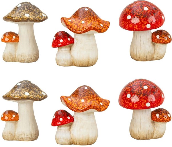 6 StüCk Pilz Figuren Stehend 12-12,5Cm Dekofigur Herbstdekoration Natur Deko-image
