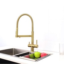 Hommix Brushed Brass Pull-Out Spray-Hose 3-Way Tap V1