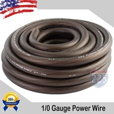 25Ft True 1/0 0 AWG Gauge Power Positive Wire Strand Cable 25' BLACK HI-Quality