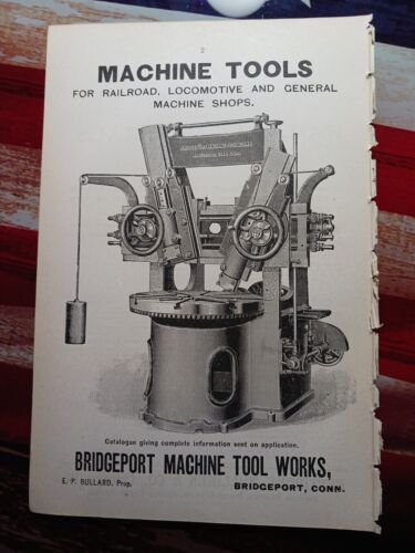 1892 Print Ad BRIDGEPORT MACHINE TOOLS WORKS railroad Machine Shops Connecticut